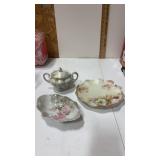RS Prussia decorative plate , sugar dish with lid