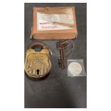 Vintage Union Pacific Brass Railroad Lock with 2