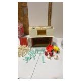Fisher price play family farm with 2 red roosters