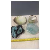 3 Vintage Ashtrays & Floral. China Cup