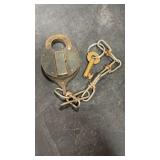Antique C&O Brass Railroad Lock with Key & Chain