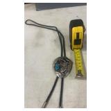 Turquoise Bolo Tie w/ Elk , Braided Rope