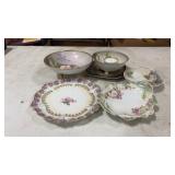 Floral China Pedestal Bowl, Saucers & more, Sone
