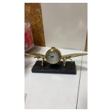 Solid brass airplane propeller desk clock