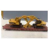 Pennsylvania RR HO Flatcar w/ 2 CAT Excavators