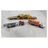 HO Scale Heavy Equipment Flat Car & 2 Boom Trucks