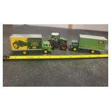 2 John Deere Delivery Trucks & Tractor
