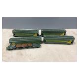 4 HO Scale John Deere Box Cars. 1 needs re-glued