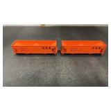 2 HO Scale Orange CSX 70 Ton Ballast Hoppers