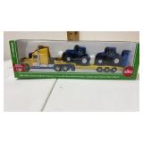 Tractor truck with 2 holland tractors 1/87 scale