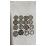 (16). 1954. Silver dimes