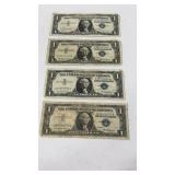 4 $1 Silver Certificate Bank Notes 3-1957 1-1956