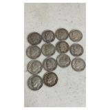 (14)  1951 Silver dimes