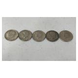 5 1964 Kennedy Half Dollars 90 Percent Silver