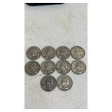 10). Mixed dates silver quarters