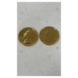 2 Gold Plated Quarters 1-1776-1976 & 1-2011
