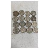 16). 1964 silver dimes