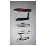 5 miscellaneous brand pocket knives