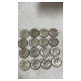 (16). 1964 silver dimes