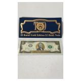 22k Gold Edition $2 Bank Note 2013