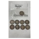 11 Barber Silver Dimes