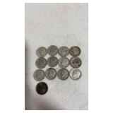 (13). 1952. Silver dimes