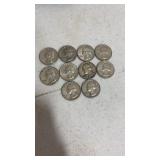 (10). Mixed dates silver quarters