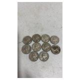 10). Mixed dates silver quarters