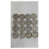 (16). 1964 silver dimes