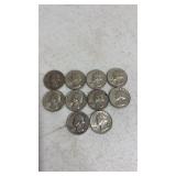 (10). Mixed dates silver quarters