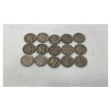 15 1940ï¿½s Mercury Dimes 90 Percent Silver