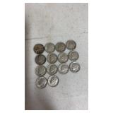 (14)  1959 Silver dimes