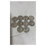 10). Mixed dates silver quarters