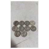 (10). Mixed dates silver quarters
