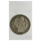 1908 Barber half dollar coin