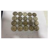 20 mixed date silver quarters