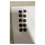 10 mixed date Indian head pennies