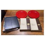 2 red Plates, 2 World Dictionaries, & 2 photo