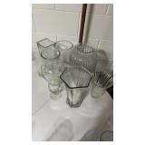 8 Clear Glass Vases