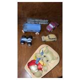 Tin box with elephant on front , metal car and