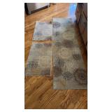 2 Floor Mat Rugs & 1 Runner. Approximately 20x90