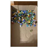 Miscellaneous group of marbles and glass  jar