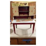 A Kids Tin Toy Hutch with Items. Approx