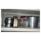 Stove top popcorn maker , pyrex measuring cup ,