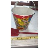 Vintage Tin Underwater Scene Sand Pail & Shovel