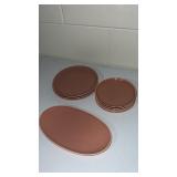 Mid century Russel Wright coral. 3  salad  plates