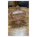 Vintage Pink Depression Glass Footed Lace Edged