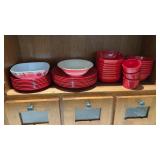 Red Melamine Plastic Dish set with 2 bowls