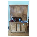 48 x 24 x 72" wooden kitchen  cupboard  contents