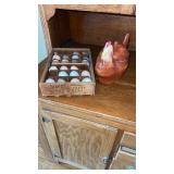 Fabco ceramic chicken dish with lid and wooden